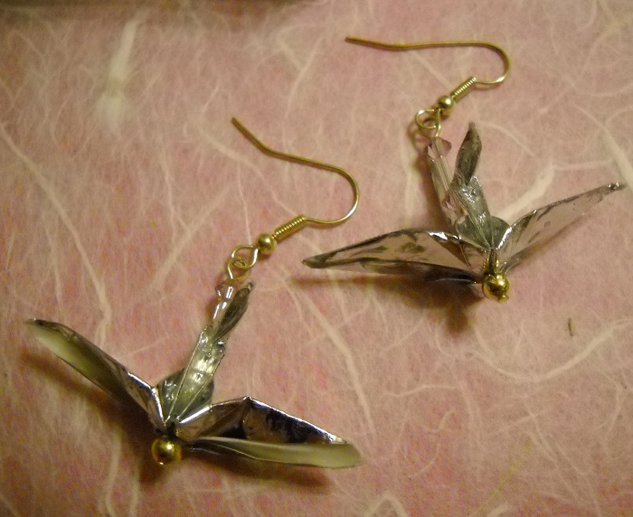 Silver origami earrings image