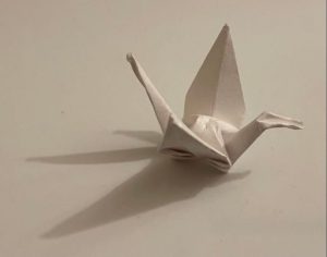 Index card paper crane