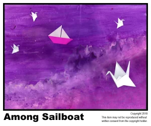 Cranes Flying Along Sailboat